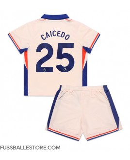 Günstige Chelsea Moises Caicedo #25 Auswärts Trikotsatzt Kinder 2024-25 Kurzarm (+ Kurze Hosen)